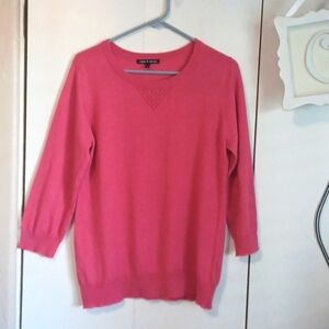 Cable And Gauge, Pink 3/4 sleeve sweater. Sz L